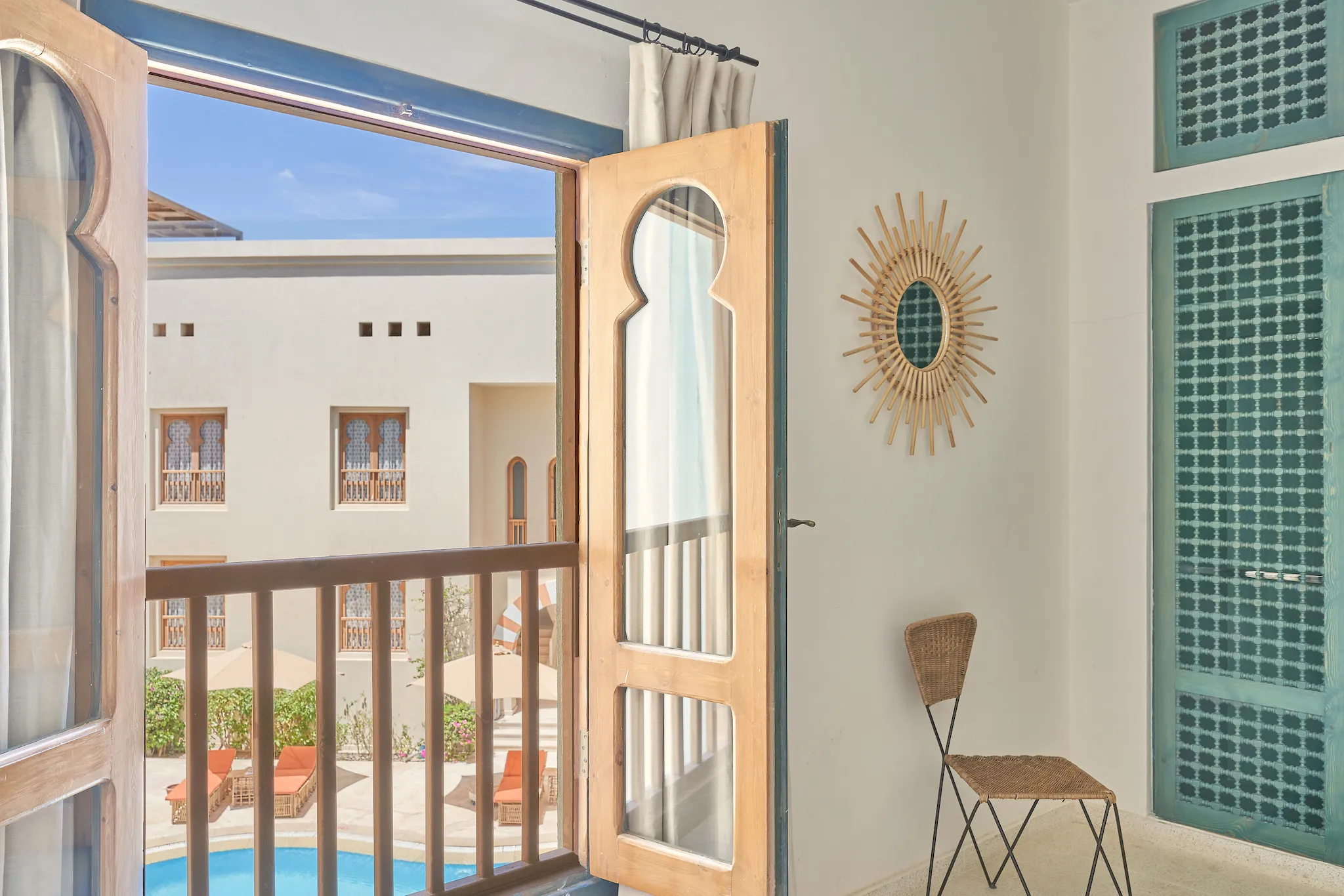 Junior Suite overlooking the pool and courtyard at Ali Pasha Hotel El Gouna