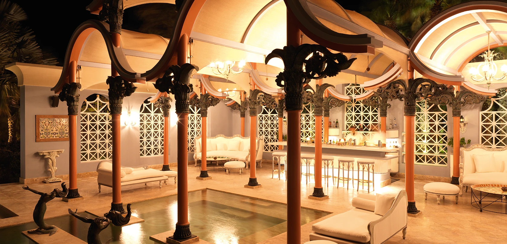 Classic interior of La Maison Bleue El Gouna, featuring elegant décor and a timeless ambiance.