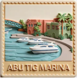 Souvenirmagnet der Abu Tig Marina mit Booten im Hafen